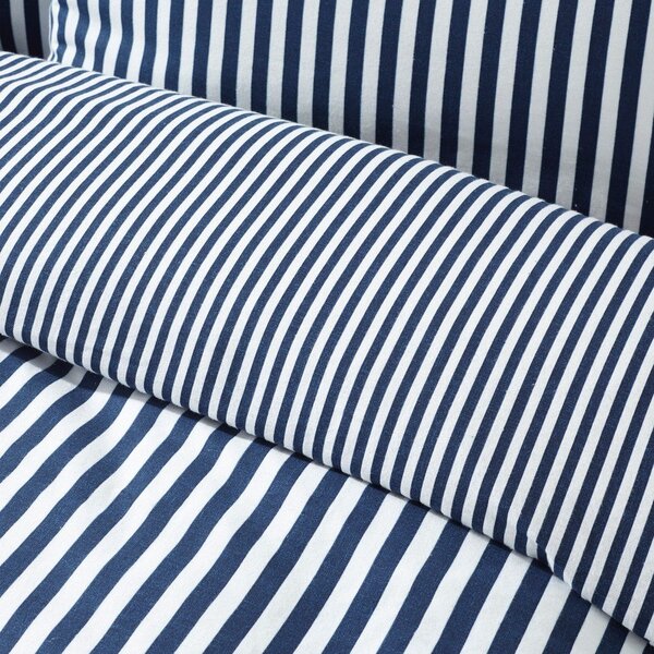 Тъмносиньо единично фланелено спално бельо 135x200 cm Stripe – Catherine Lansfield