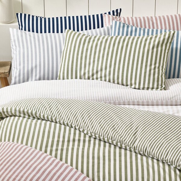 Тъмносиньо единично фланелено спално бельо 135x200 cm Stripe – Catherine Lansfield