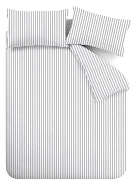 Сиво единично фланелено спално бельо 135x200 cm Stripe – Catherine Lansfield