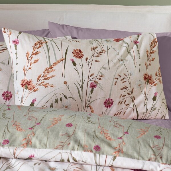 Зелено-кафяво единично фланелено спално бельо 135x200 cm Grasmere Floral – Catherine Lansfield
