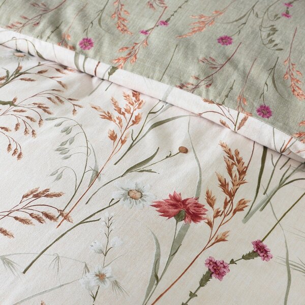 Зелено-кафяво единично фланелено спално бельо 135x200 cm Grasmere Floral – Catherine Lansfield