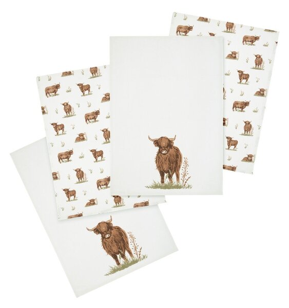 Памучни кърпи за съдове в комплект от 4 бр. 50x70 cm Angus Highland Cow – Catherine Lansfield