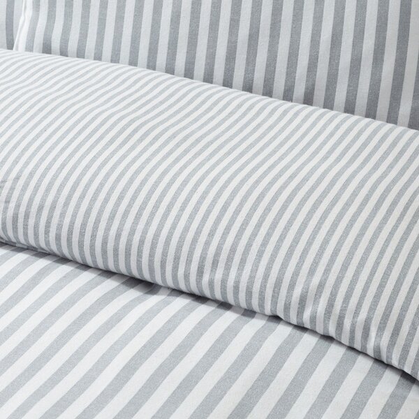 Сиво единично фланелено спално бельо 135x200 cm Stripe – Catherine Lansfield