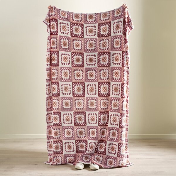 Розово одеяло от микроплюш 130x170 cm Crochet Print – Catherine Lansfield