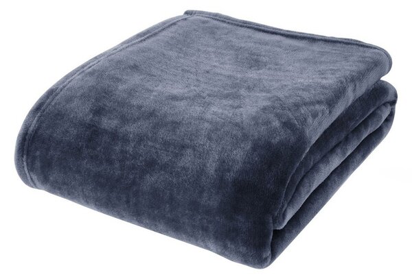 Тъмносиньо одеяло от микроплюш 130x170 cm Raschel Velvet – Catherine Lansfield