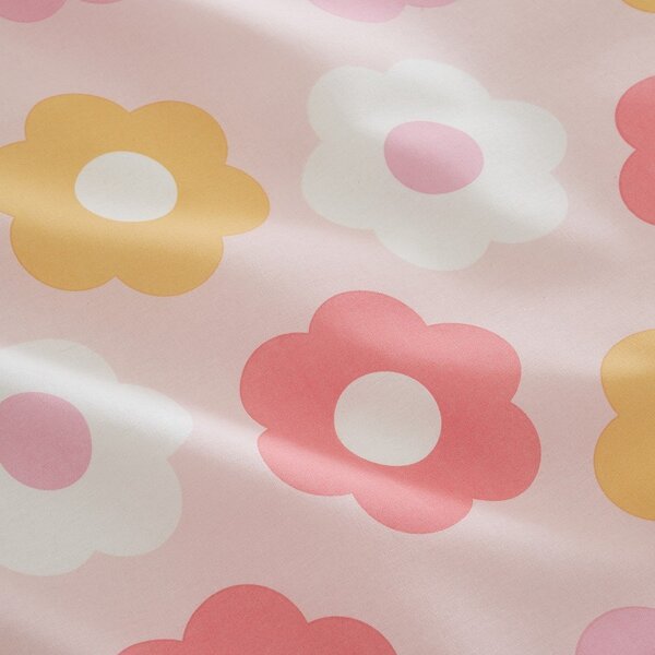Розов еластичен единичен детски чаршаф 90x190 cm Retro Daisy – Catherine Lansfield