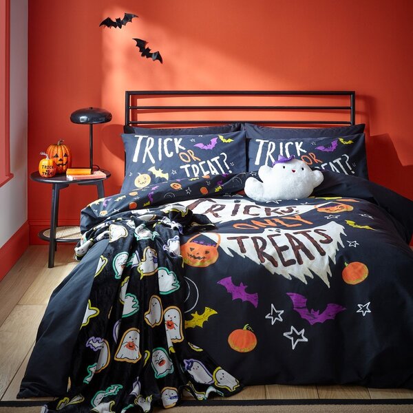 Черно двойно спално бельо 200x200 cm Halloween Trick or Treat – Catherine Lansfield