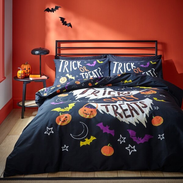 Черно двойно спално бельо 200x200 cm Halloween Trick or Treat – Catherine Lansfield