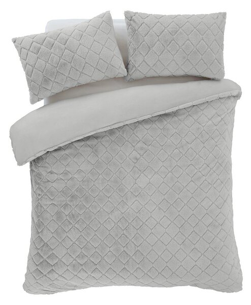Сиво единично спално бельо от микроплюш 135x200 cm Cosy Diamond – Catherine Lansfield