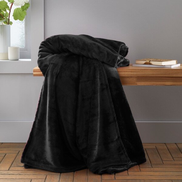 Черно одеяло от микроплюш 130x170 cm Raschel Velvet – Catherine Lansfield