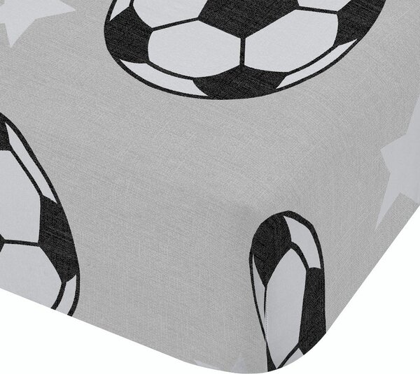 Сив еластичен двоен фланелен детски чаршаф 135x190 cm Football Stars – Catherine Lansfield