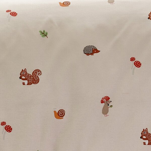 Бежов еластичен единичен детски чаршаф 90x190 cm Fox and Woodland Friends – Catherine Lansfield