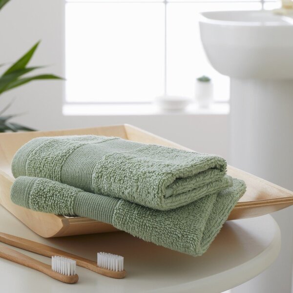 Зелени памучни кърпи в комплект от 2 бр. от тери 30x30 cm Anti-Bacterial – Catherine Lansfield