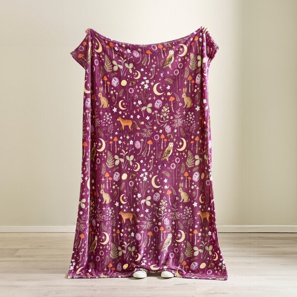 Лилаво одеяло от микроплюш 130x170 cm Enchanted Twilight Animals – Catherine Lansfield