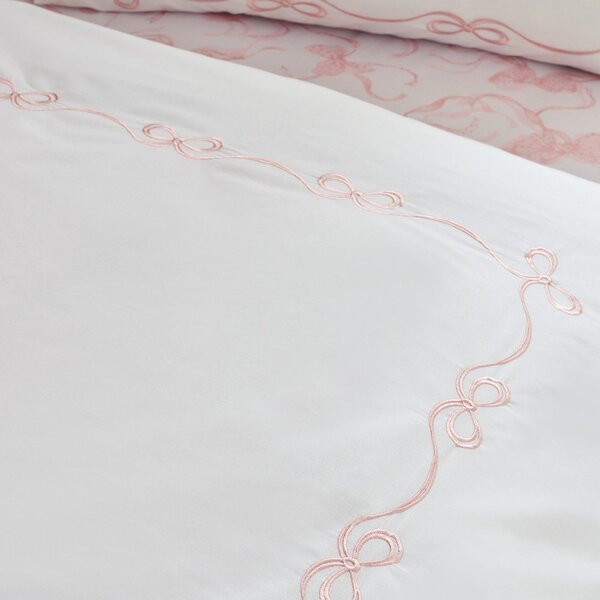 Бяло единично спално бельо 135x200 cm Bow Embroidery – Catherine Lansfield