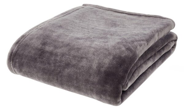 Тъмносиво одеяло от микроплюш 130x170 cm Raschel Velvet – Catherine Lansfield