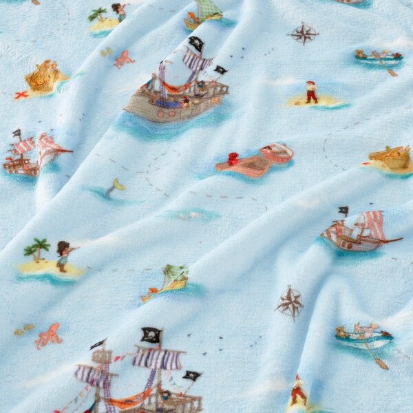 Синьо бебешко одеяло от микроплюш 150x200 cm Pirates – Belle & Boo
