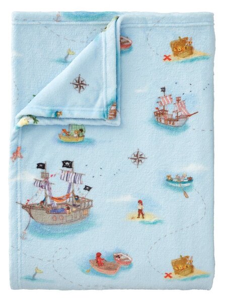 Синьо бебешко одеяло от микроплюш 150x200 cm Pirates – Belle & Boo
