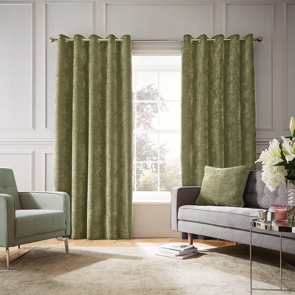 Термо пердета в комплект от 2 бр. от шенил в цвят каки 117x183 cm Selene Luxury Chenille – Hyperion