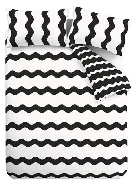 Черно-бяло единично спално бельо 135x200 cm Waves – Sassy B