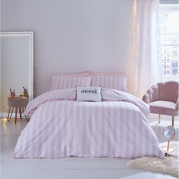 Бяло-розово единично спално бельо 135x200 cm Stripe Tease – Sassy B