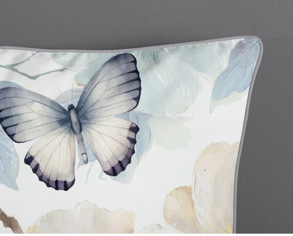 Бяло-зелено единично удължено спално бельо от памучен сатен 140x220 cm Adiwanya – Descanso