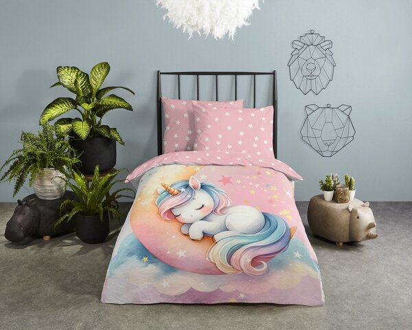 Розово единично памучно детско спално бельо 140x200 cm Molly – Good Morning