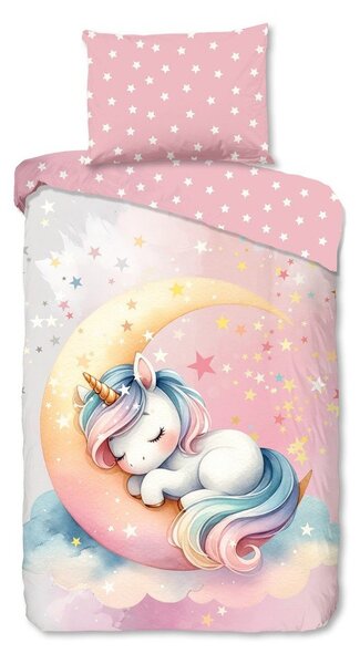 Розово единично памучно детско спално бельо 140x200 cm Molly – Good Morning