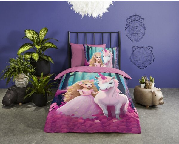 Розово единично удължено детско спално бельо от микрофибър 140x220 cm Julia – Good Morning
