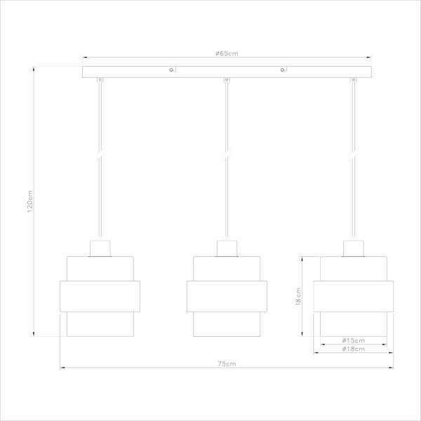 Полилей на кабел VALENTINO 3xE27/15W/230V бежов/прозрачен