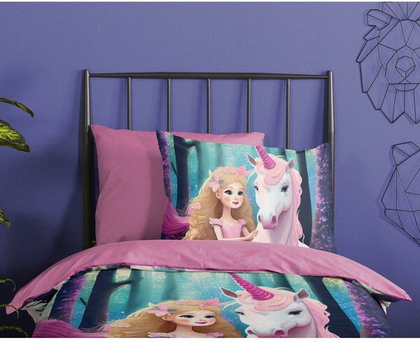 Розово единично удължено детско спално бельо от микрофибър 140x220 cm Julia – Good Morning