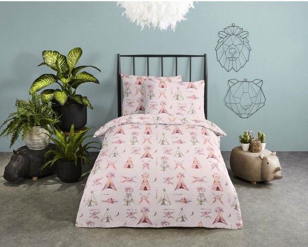 Розово памучно детско спално бельо за детско креватче 100x135 cm Boho – Good Morning