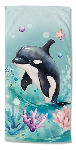 Синя детска кадифена плажна кърпа 75x150 cm Splash – Good Morning