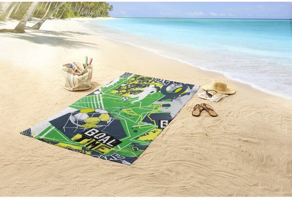 Зелена детска кадифена плажна кърпа 75x150 cm Goaltime – Good Morning