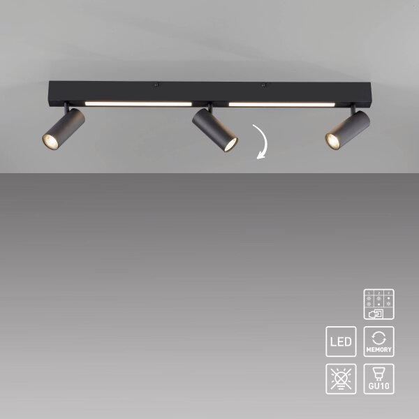 Schöner Wohnen 11794-18 - LED точково осветително тяло DANTE 3xGU10/10W+LED/14,4W черно