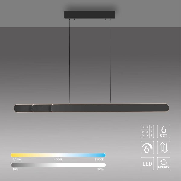 Schöner Wohnen 12577-18 - димируема LED висяща лампа на шнур ADRIANA 2xLED/24W/230V черна