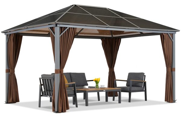 Градинска беседка Milos 3x4m с кафяви завеси Garden Point