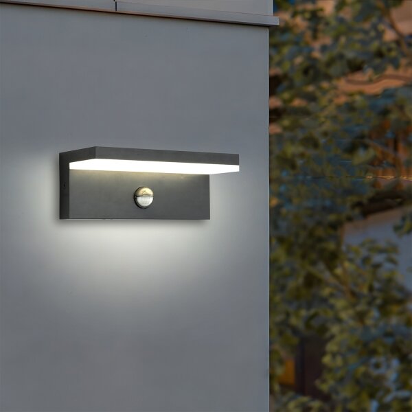 Brilagi-LED Външно стенно осветително тяло със сензор TESSI LED/10W/230V, антрацит, IP54