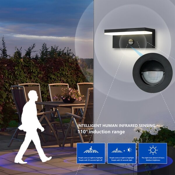 Brilagi-LED Външно стенно осветително тяло с сензор TESSI LED/10W/230V черно IP54