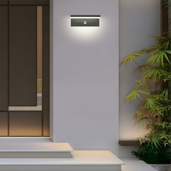 Brilagi-LED Външно стенно осветително тяло със сензор TESSI LED/10W/230V, антрацит, IP54