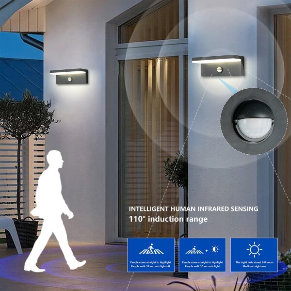 Brilagi-LED Външно стенно осветително тяло със сензор TESSI LED/10W/230V, антрацит, IP54