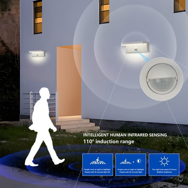 Brilagi -LED Външна стенна лампа с сензор TESSI LED/10W/230V бяла IP54
