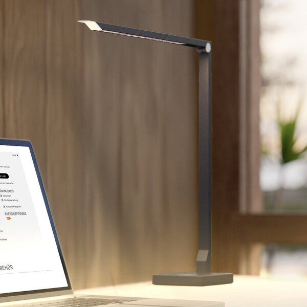 Molto Luce LED лампа за бюро FLOYD PRO, черна, 55 см, CCT, с регулиране на яркостта, Затъмняване, Черен, кабинет / офис, Алуминий, Модерен