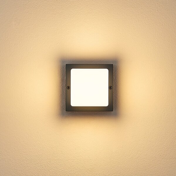 Molto Luce LED лампа за външна стена FYNN-O, антрацит, 11 см, IP65, CCT с, Черен, Алуминий, Модерен