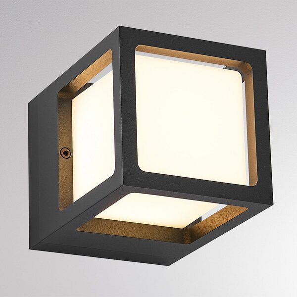 Molto Luce LED лампа за външна стена FYNN-X, антрацит, 12 см, IP65, CCT с, Черен, Алуминий, Модерен