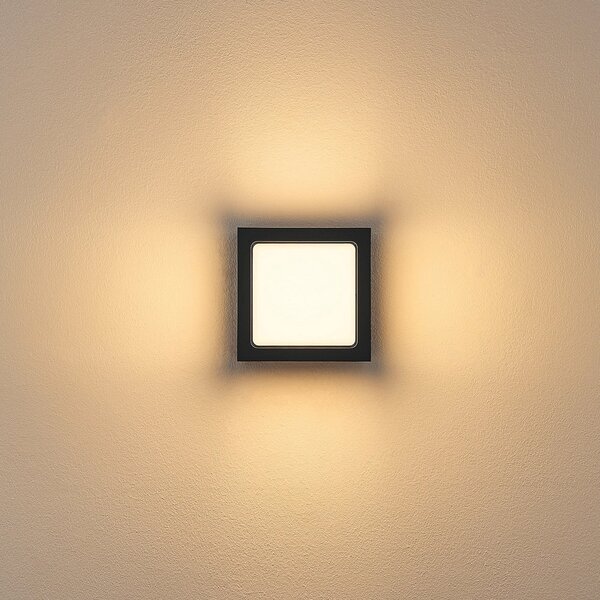 Molto Luce LED лампа за външна стена FYNN-X, антрацит, 12 см, IP65, CCT с, Черен, Алуминий, Модерен