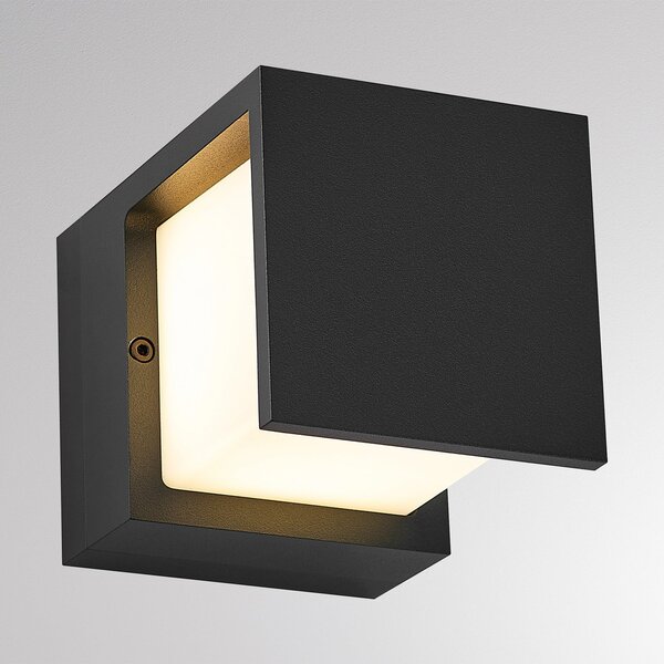 Molto Luce LED лампа за външна стена FYNN-Y, антрацит, 12 см, IP65, CCT с, Черен, Алуминий, Модерен