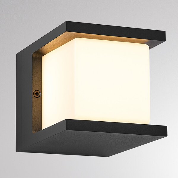 Molto Luce LED лампа за външна стена FYNN-U, антрацит, 12 см, IP65, CCT с, Черен, Алуминий, Модерен