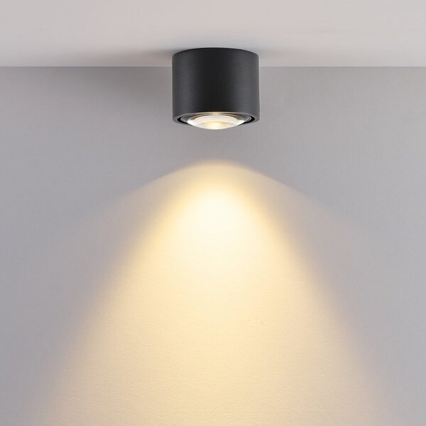 Molto Luce LED лампа за външен монтаж на таван MAG MINI, черна, Ø 9 см, CCT, с възможност, Затъмняване, Черен, Баня, Алуминий, Модерен