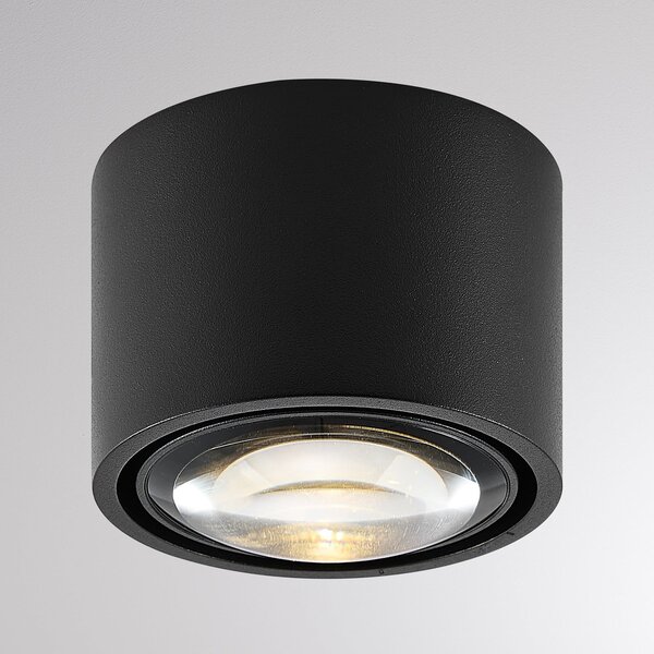 Molto Luce LED лампа за външен монтаж на таван MAG MINI, черна, Ø 9 см, CCT, с възможност, Затъмняване, Черен, Баня, Алуминий, Модерен
